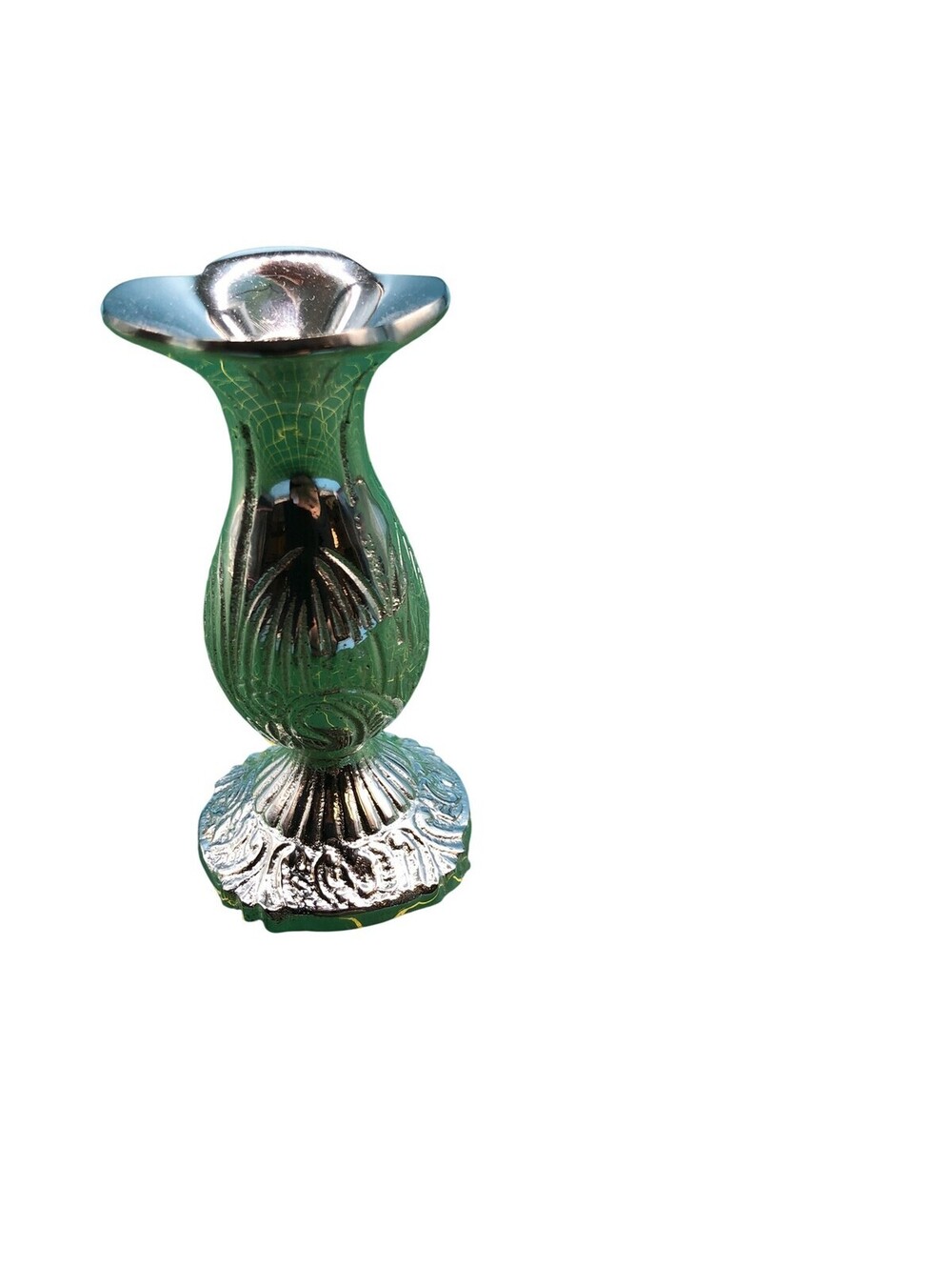 Two's Company Metal Bud Vase Silver Trumpet Floral Small Decorative Home Decor